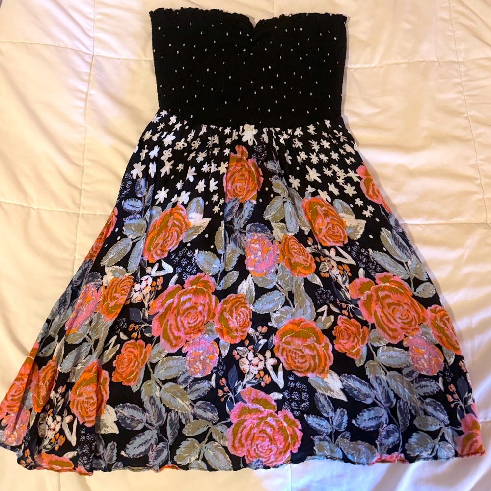 Small Strapless Free People Floral & Polka Dot Beach Dress